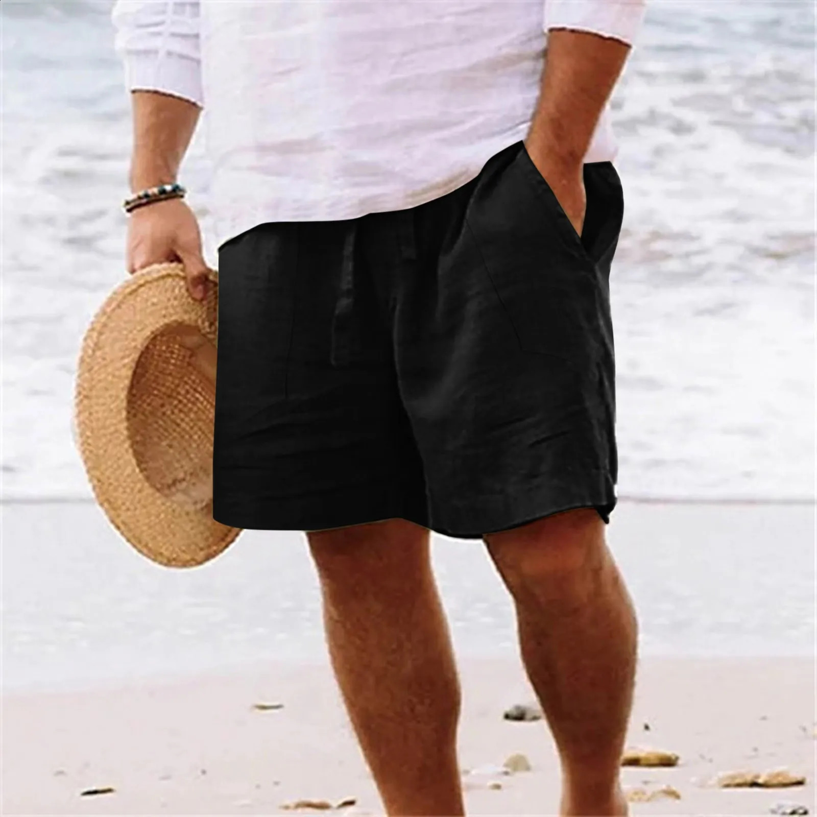 Shorts For Men Casual Summer Pants Men Spring And Summer Pant Casual All Solid Color Painting Loose Plus Size Ropa Hombre 240812