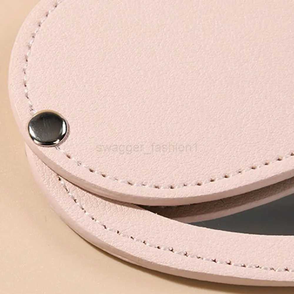 Portable Heart Compact Mirror Mini Ultra-thin Unbreakable Makeup Tool Rotating PU Leather Cosmetic Mirror TravelXJ240813