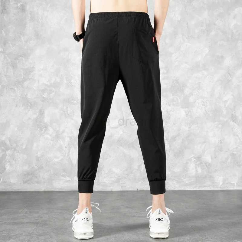 Korean Ice Silk MenS Summer Thin Fashion Brand Loose And Versatile Quick Dry Casual Pants 9-Point Sports Trousers BoyXJ240813