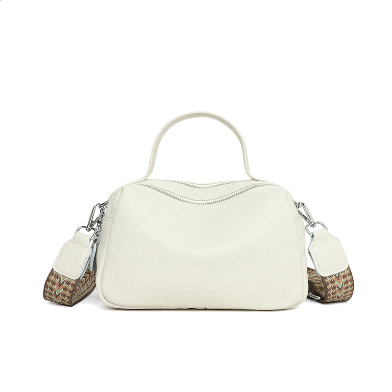 Fashion Cross Body Bag Womens Genuine Leather Simple High Quality Handbag Retro Boston Shoulder 240813