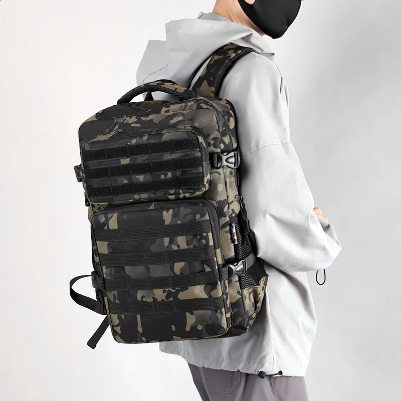 45L outdoor highcapacity tactical backpack camouflage mens sports mountain multifunctional camping shoulder bag 240813