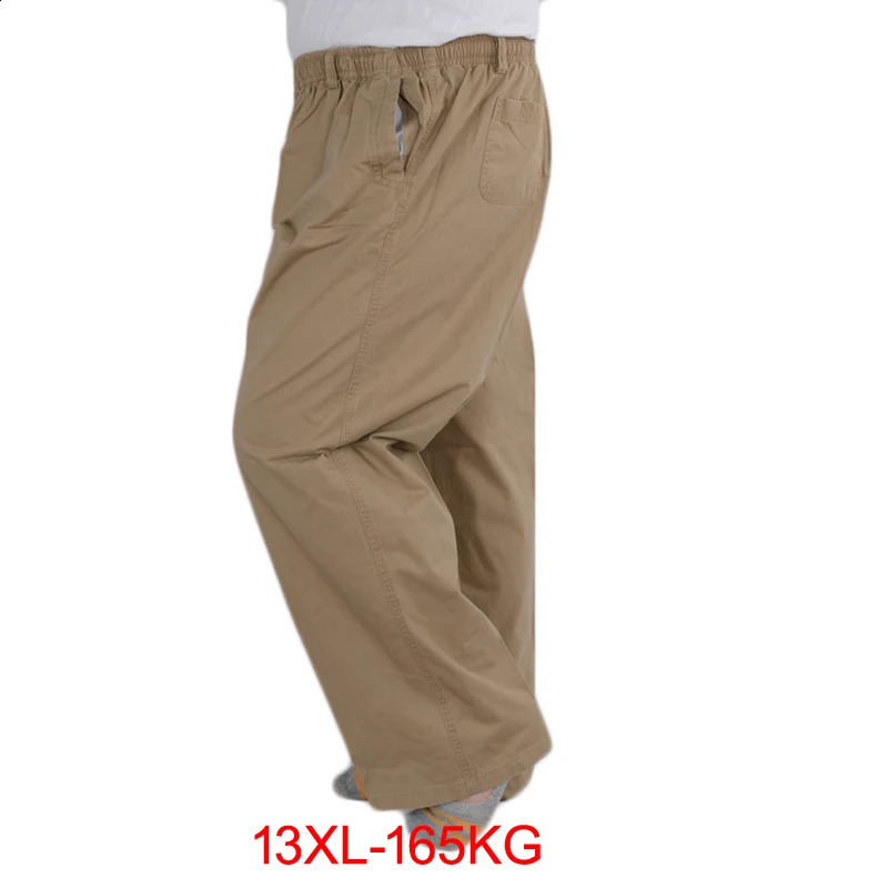 165KG Summer Plus Size 8XL 10XL 11XL 12XL 13XL Pants Men Cotton Breathable Stretch Pants Loose Trousers 240812