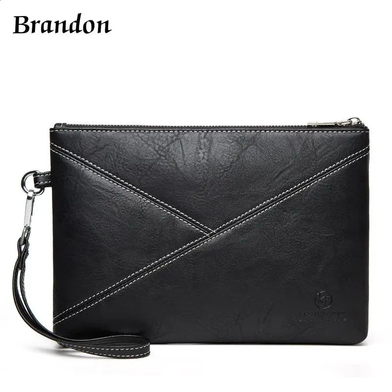 high-end PU material European and American retro mens handbag business casual handbag lightweight underarm storage bag 240812