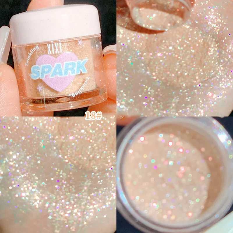Gold plated pink pearl fluorescent powder high gloss glitter pine powder white moonlight shimmer powder facial and body fluorescent makeup W240812