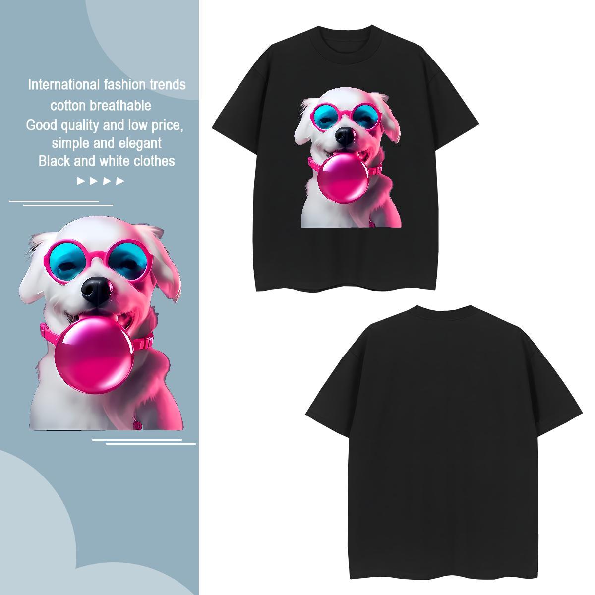 T Shirts Men 230g Cotton Casual Beach Breathable Plus Size Cartoon Tshirt for Man Woman 2024 DIY Unisex Tees Shirts
