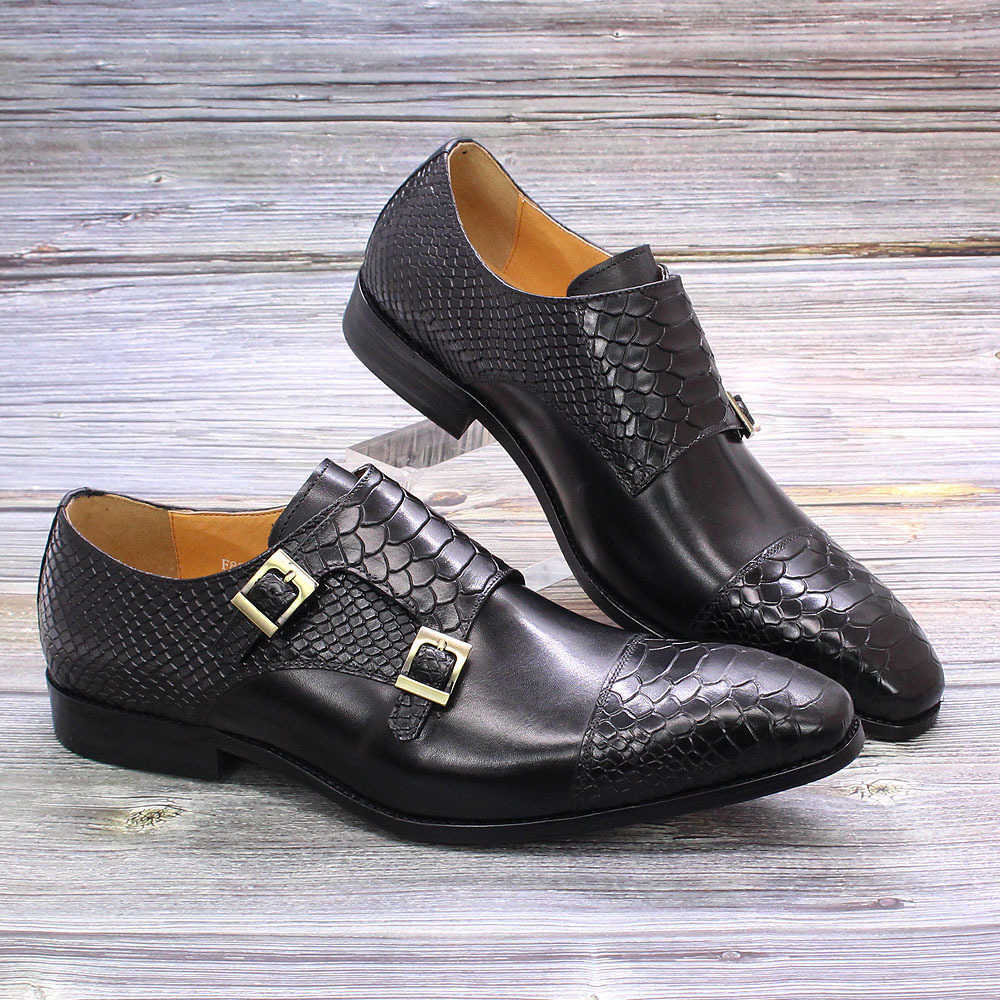 CMM Leather Shoes Mens New Business Casual Leather Shoes Leather Double Button Cover Shoes Mens Shoes