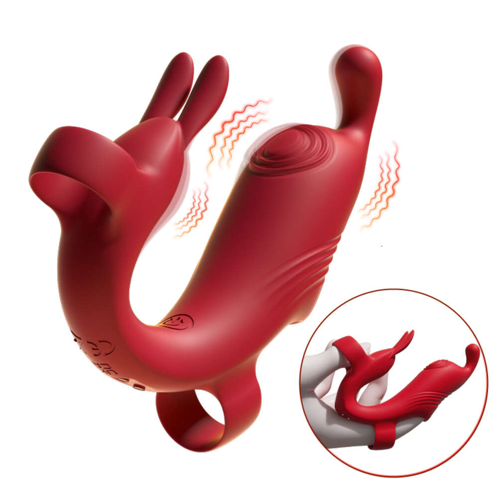 womes sex toys Tease bunny Magnetic charging 9-frequency dual motor vibration Sex toys for women Black, red sex toys for couples