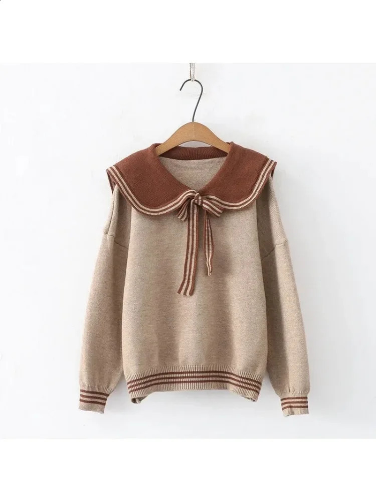 High Quality JK Navy Sweater Women Spring Sailor Collar Long Sleeves Warm Knitted Pullovers Fashion Preppy Style Knitwears 240812