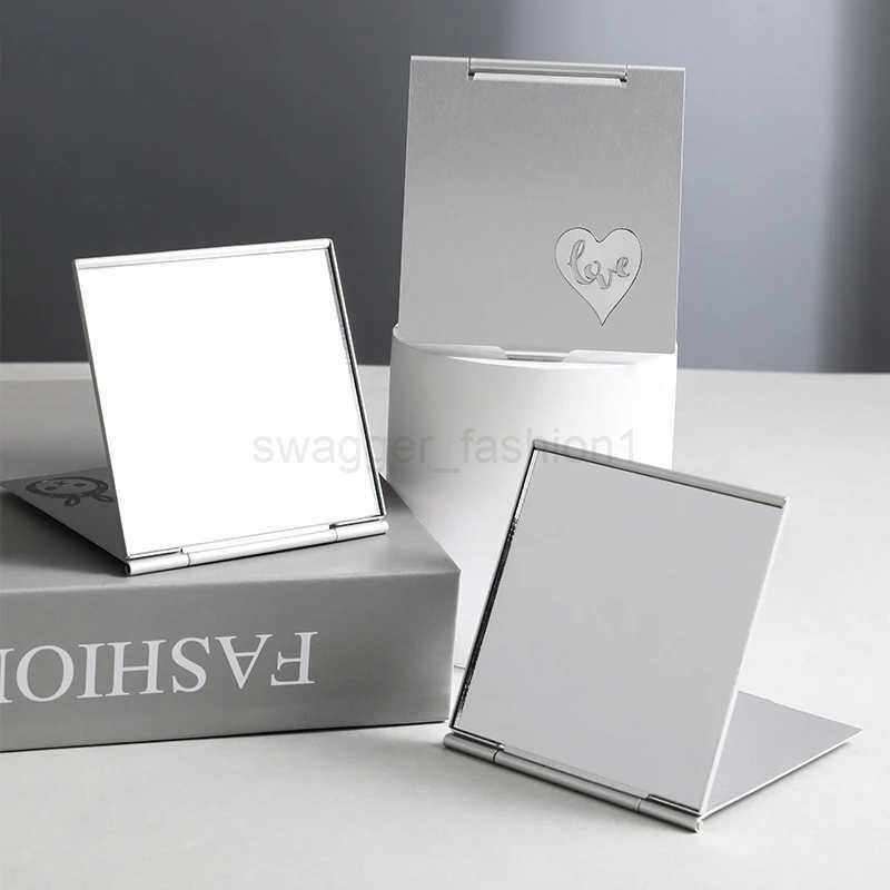 Square Folding Aluminum Mirror Mini Compact Pocket Mirror Makeup Hand Standing Portable Small Mirror Foldable Cosmetics ToolXJ240813