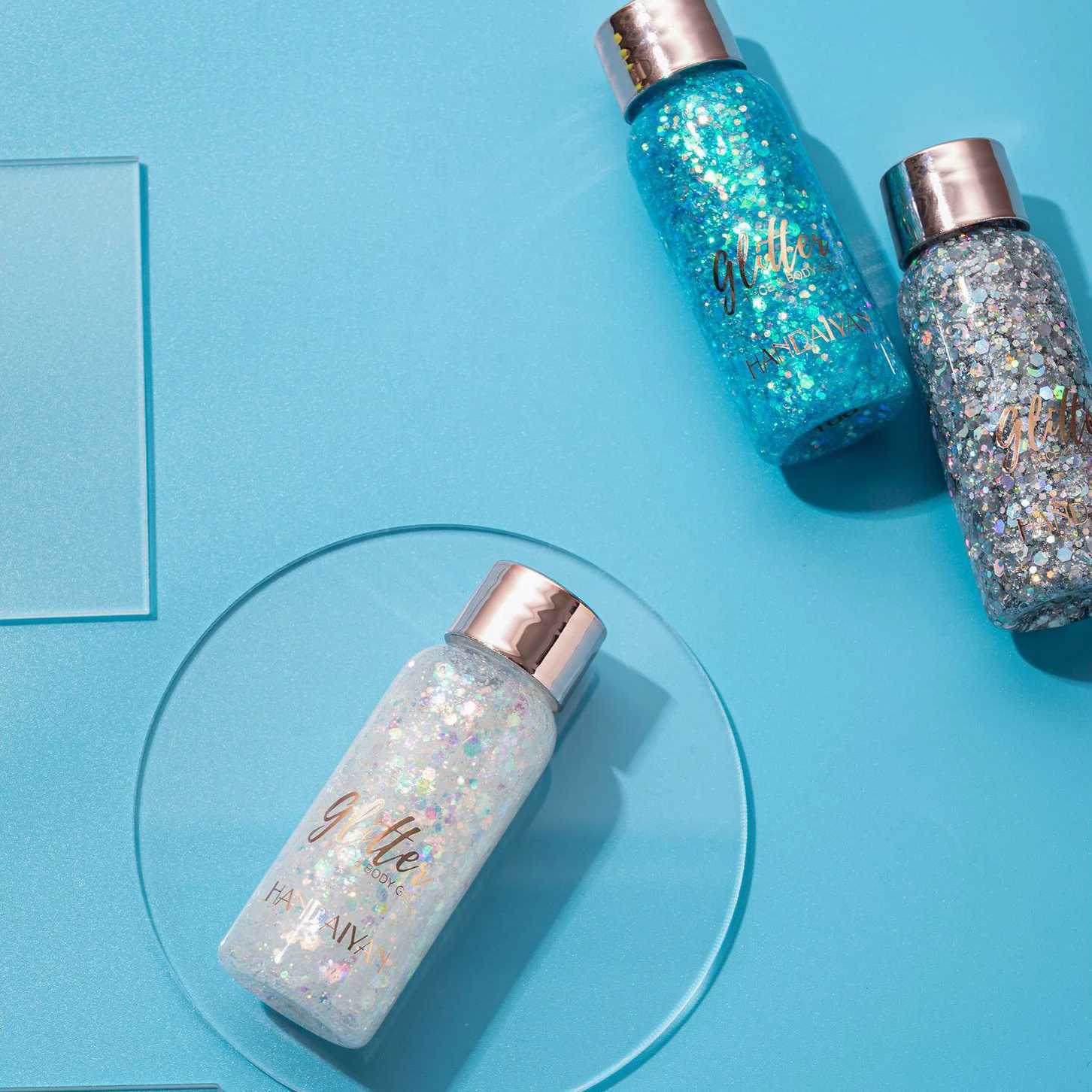 Mermaid Sequins Body Flash gel Set Lasting Holographic Flash Liquid Body Makeup Women Waterproof Facial Flash gel W240812