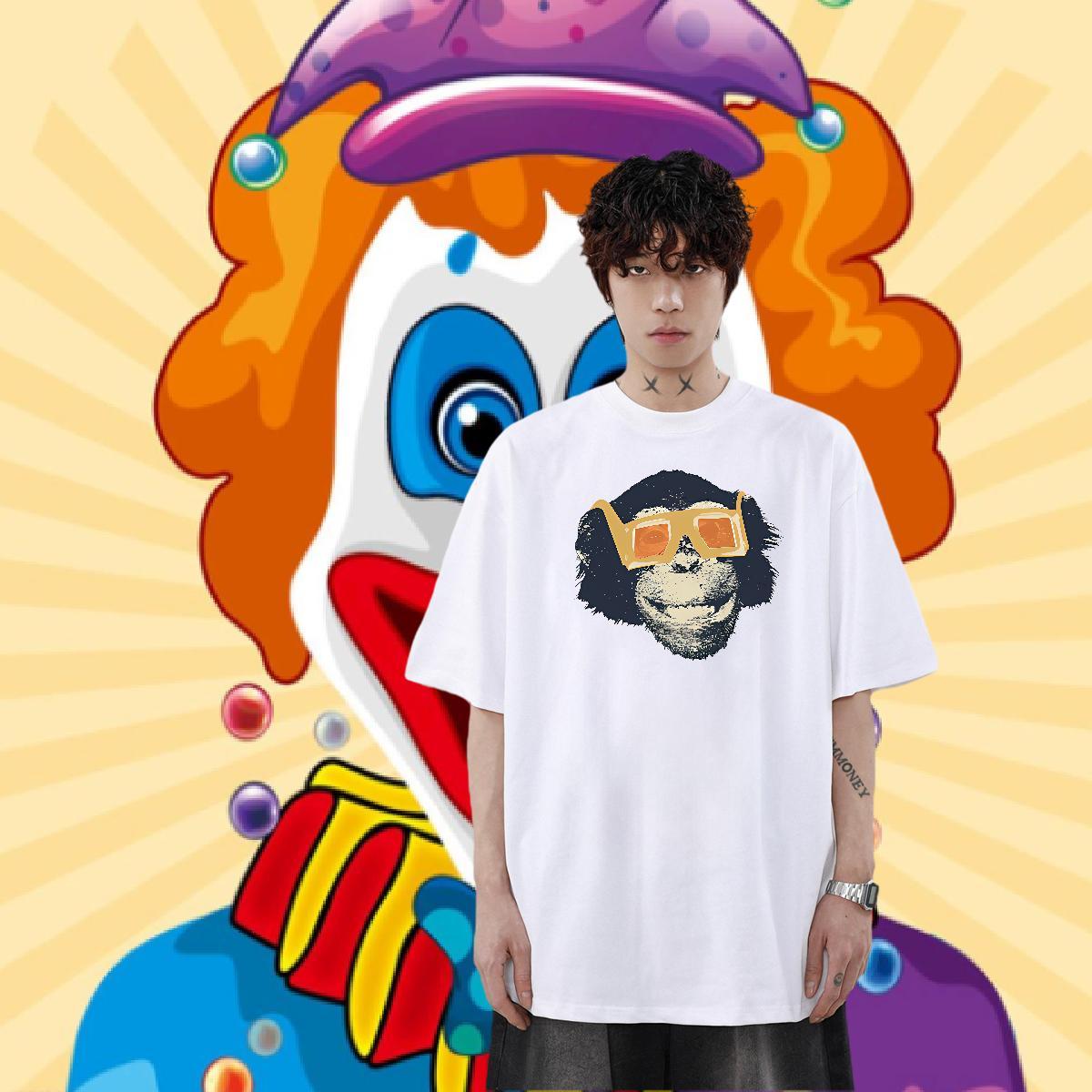 Classic Casual Men Tees Outdoor 230g Pure Cotton Tops Shirt Breathable Loose T-Shirts for Men Custom Cartoon