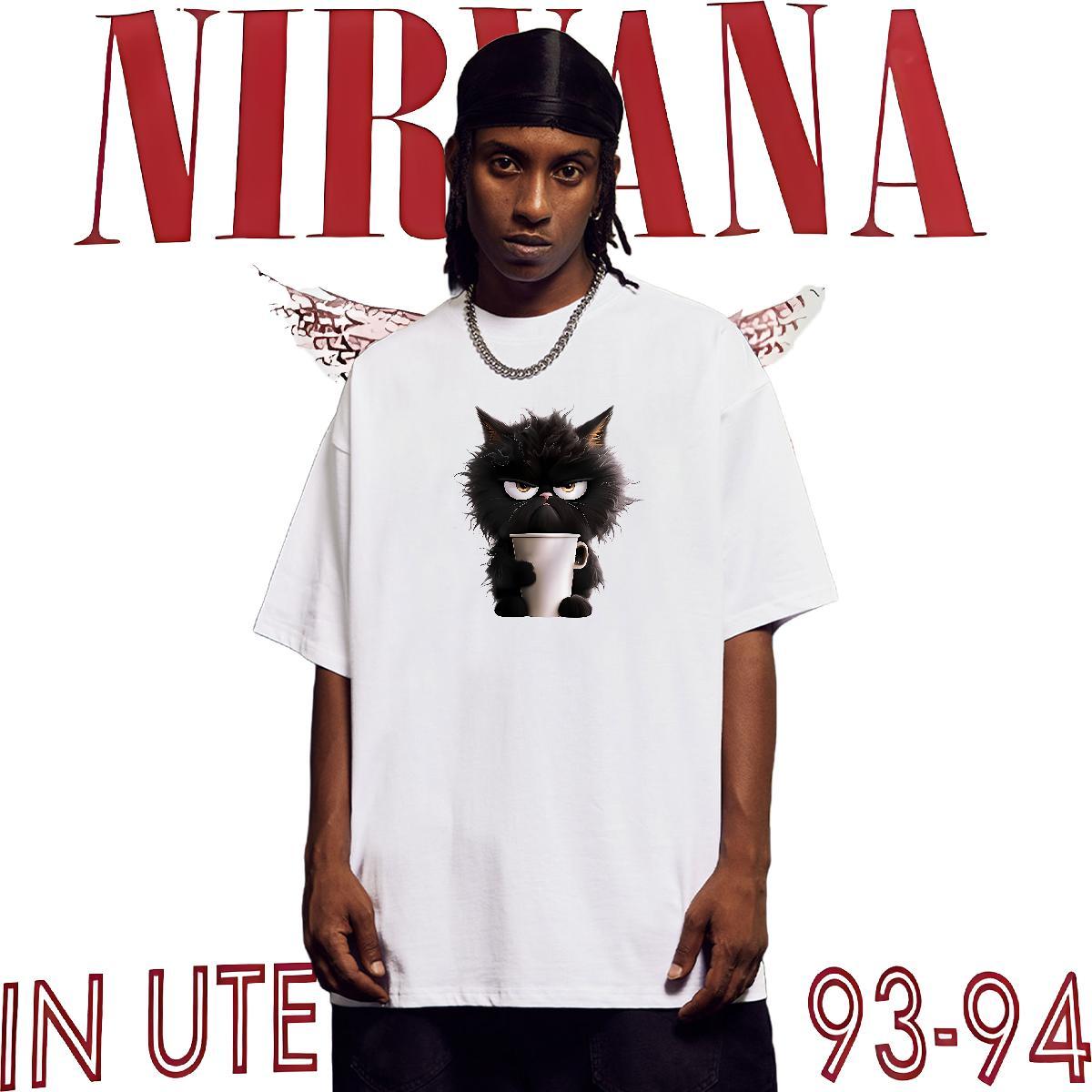 Stylist Mens Tshirts cat High Street Hip Hop 100% Cotton 230g Wear O-Neck Short Sleeve Wholesale Man T Shirts Custom Print Oversized