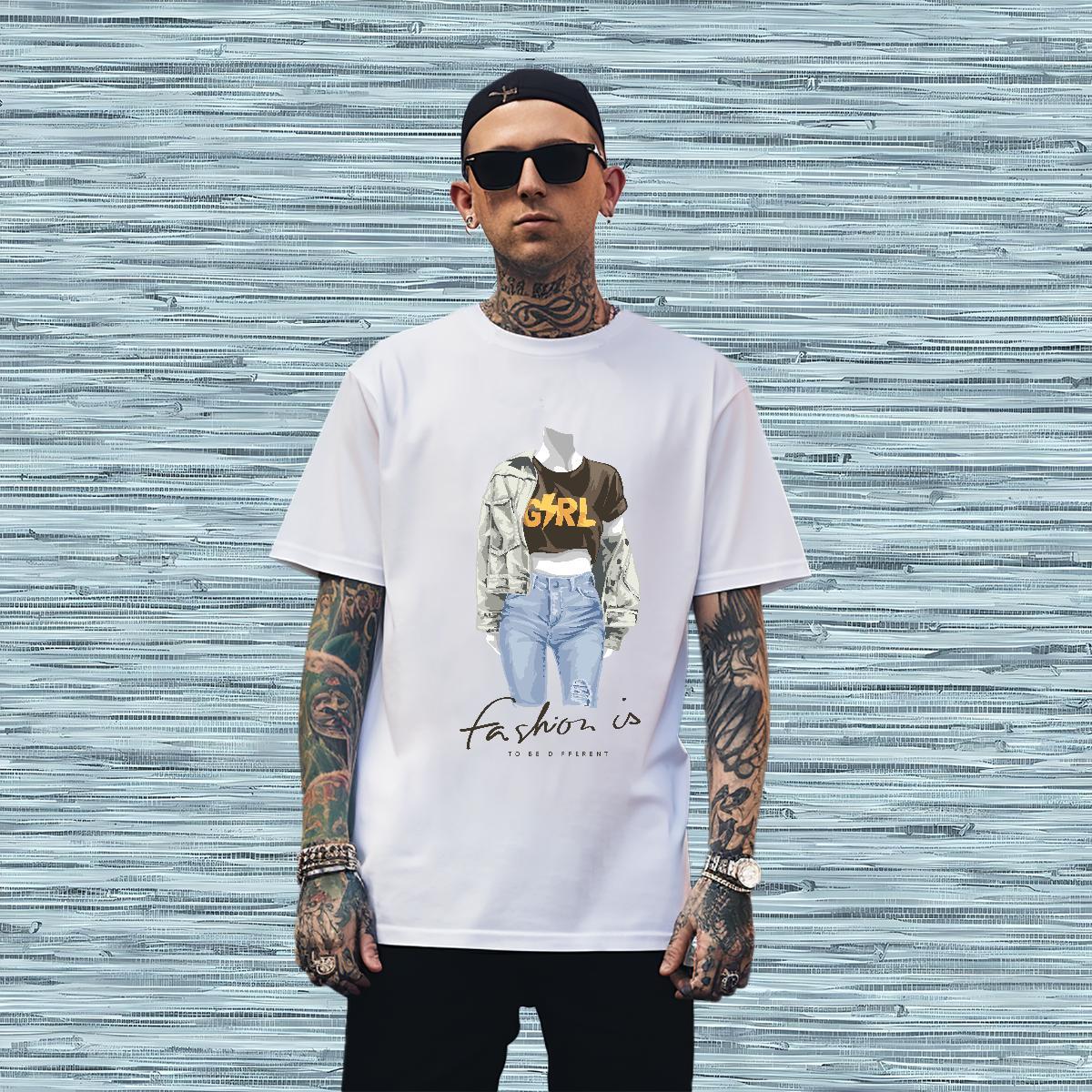 T shirt 230g Pure Cotton character Casual Short Sleeve Soft Cartoon Printing L-4XL Tshirts Fashion Casual Loose Fit Tees Shirts
