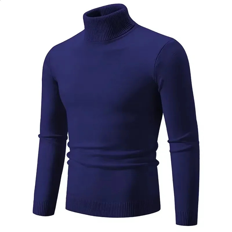 Trend Mens High Collar Sweaters Pullover Knitted Warm and Casual 240812