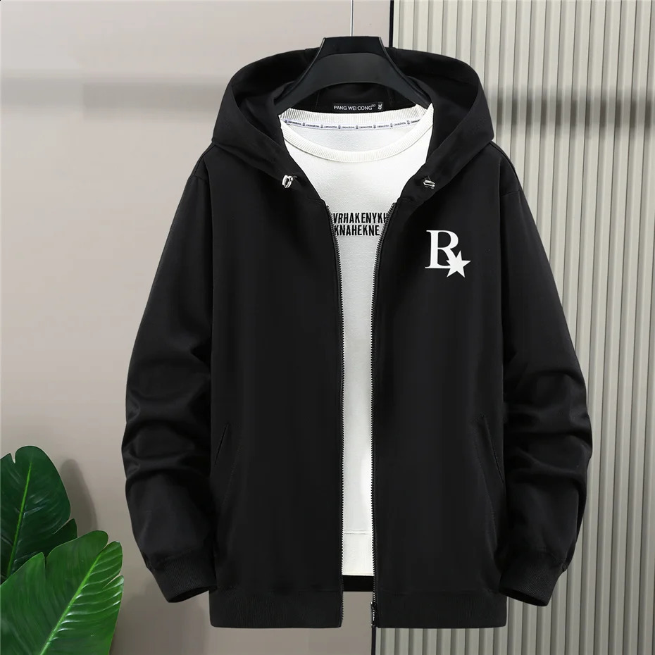 Hooded Jacket Men Autumn Winter Thick Jackets Plus Size 10XL Fashion Casual Solid Color Black Coat Male Big Size 240812