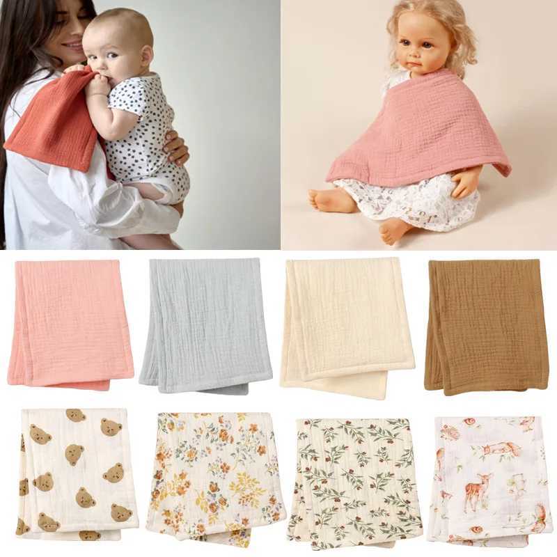 Bibs Burp Cloths New Print Pure Cotton Muslin Baby Burp Cloths 6 Layers Gauze Baby Feeding Bibs Newborn Shoulder Rag Drooling Bibs WashclothL4812