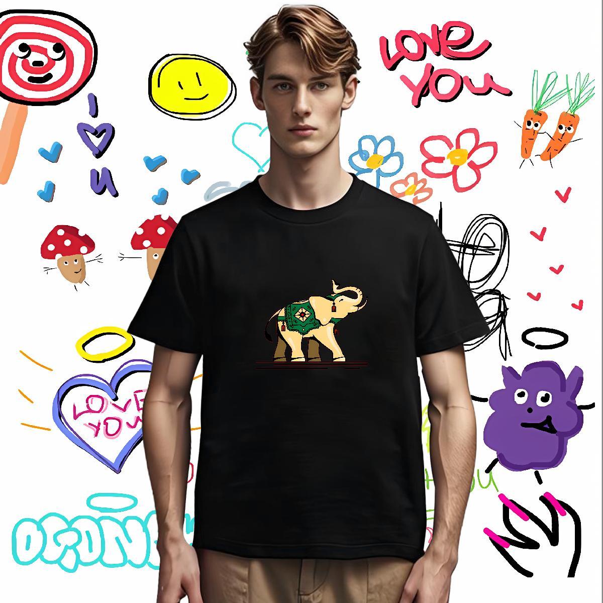 Designer Fashion Men Tshirts elephant Daily Wear 230g 100% Cotton Tops Crew Neck Cool T Shirt For Man Custom Print Plus Size