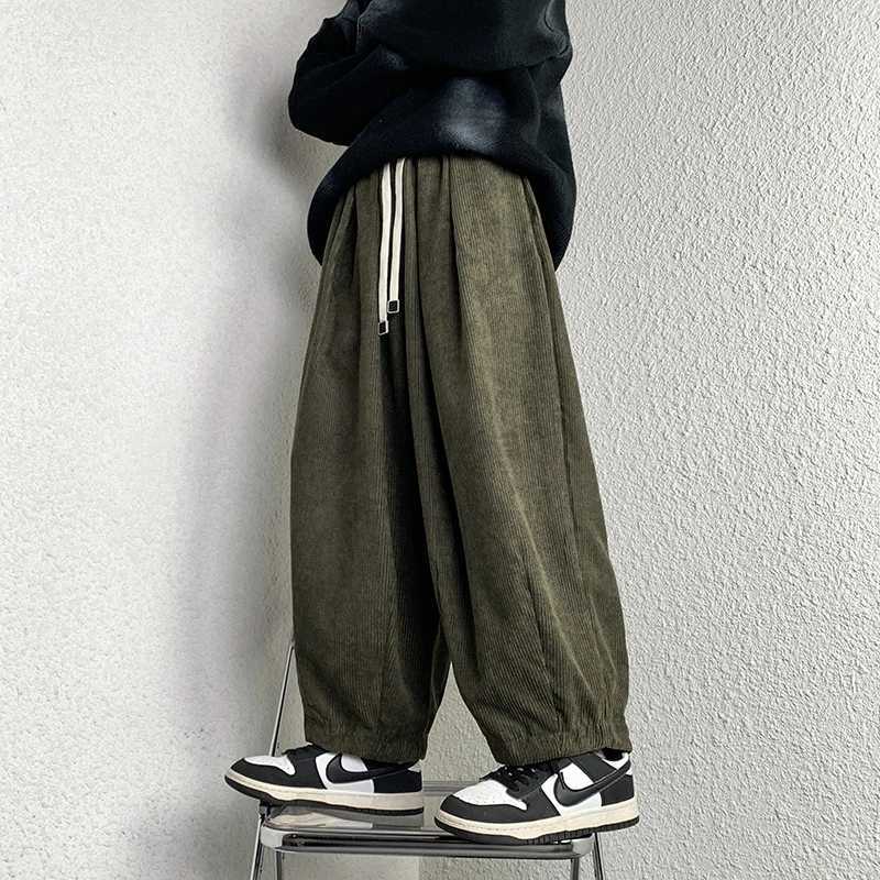 Casual Mens Trousers Harajuku Solid Male Harem Pants Corduroy Oversize Loose Fashion Men Women Jogger Pants Streetwear 5XLXJ240813