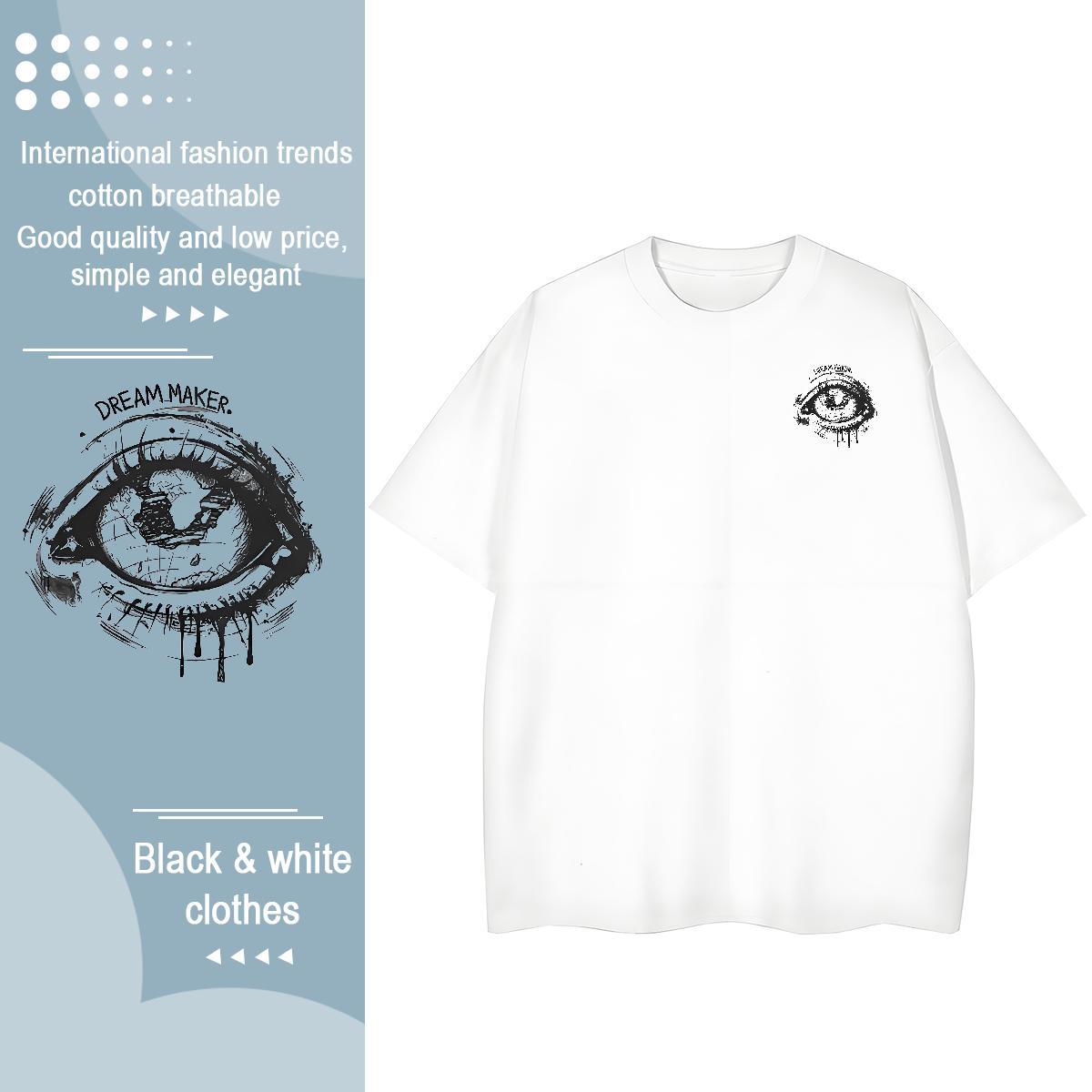 T shirt 230g Pure Cotton eyes Street Wear Breathable Crew Neck Custom Big Size Mens Tshirts Casual New Brand Tops Tees