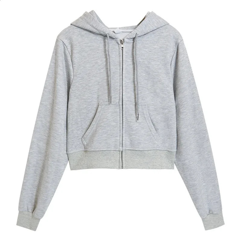 Fall/Spring Womens Loose Hooded Zipper Sweatshirt Long Sleeve Thin Cardigan Solid Casual Versatile Jacket 240812