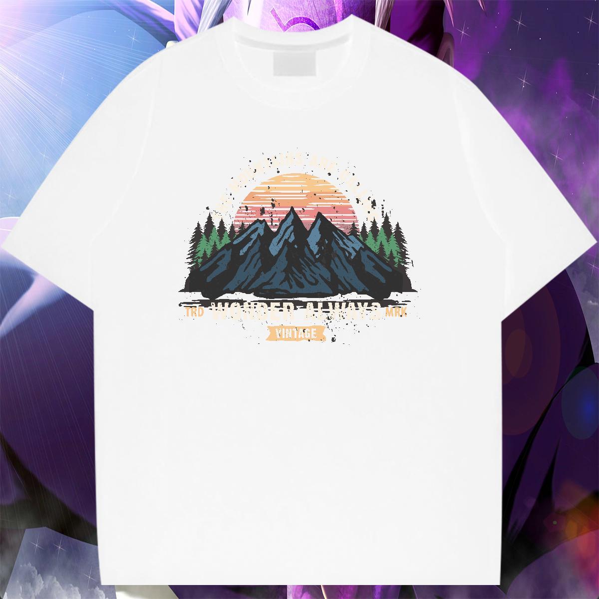 Classic Men Clothes T-Shirt Hip Hop Street 230g 100% Cotton Black Oversized Breathable Crew Neck mountains T-Shirts Factory Direct Polos