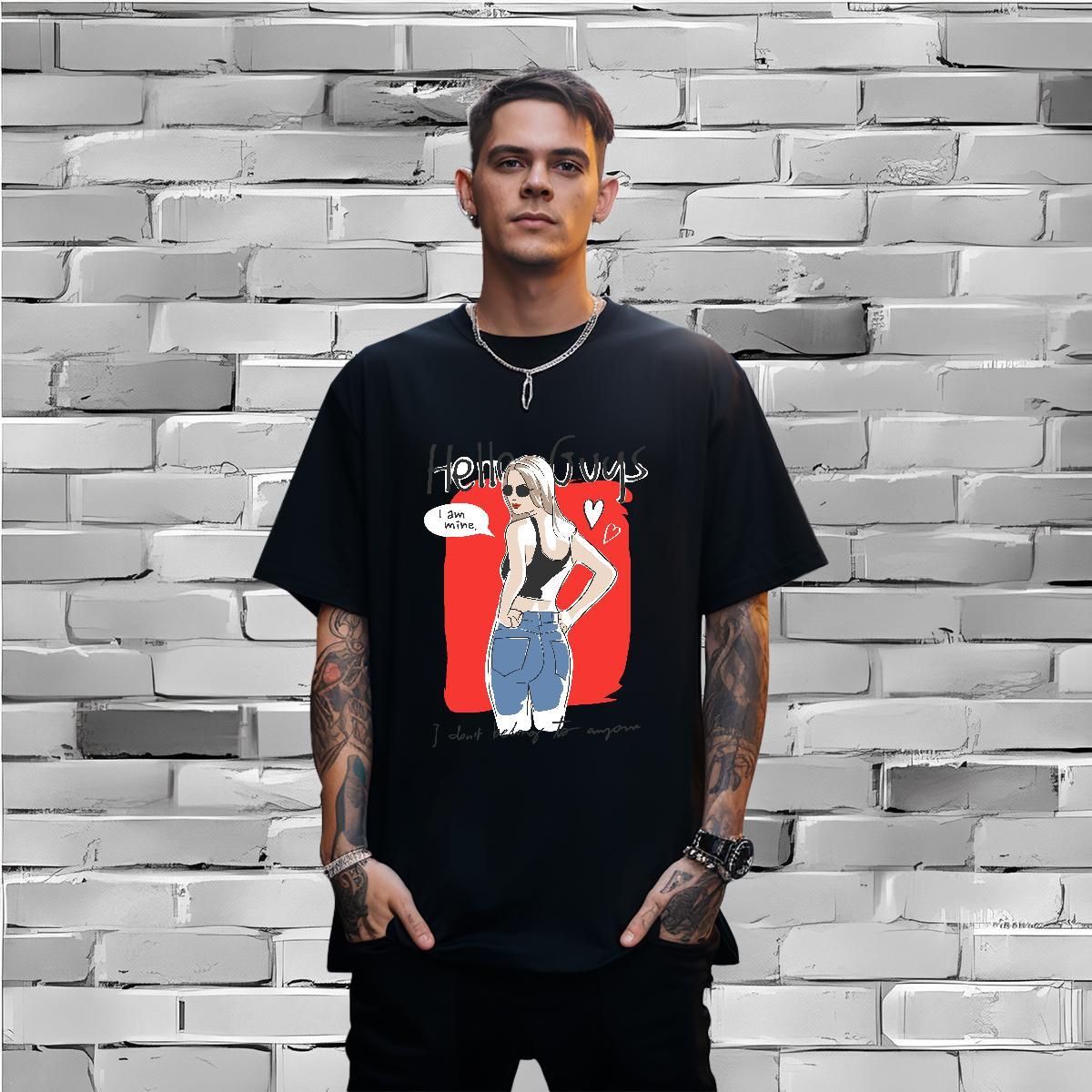 Men T Shirts 100% Cotton 230g person Hip Hop Street Short Sleeve O-Neck Black White Men Clothes T-Shirt Customized TOP Quality Wear