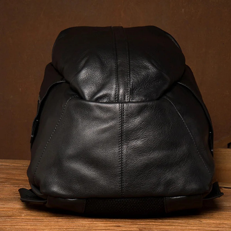JLFGPJ Mens Casual Leather Travel Backpack Head Layer Denim Outdoor Fashion Original Computer Bag 240813