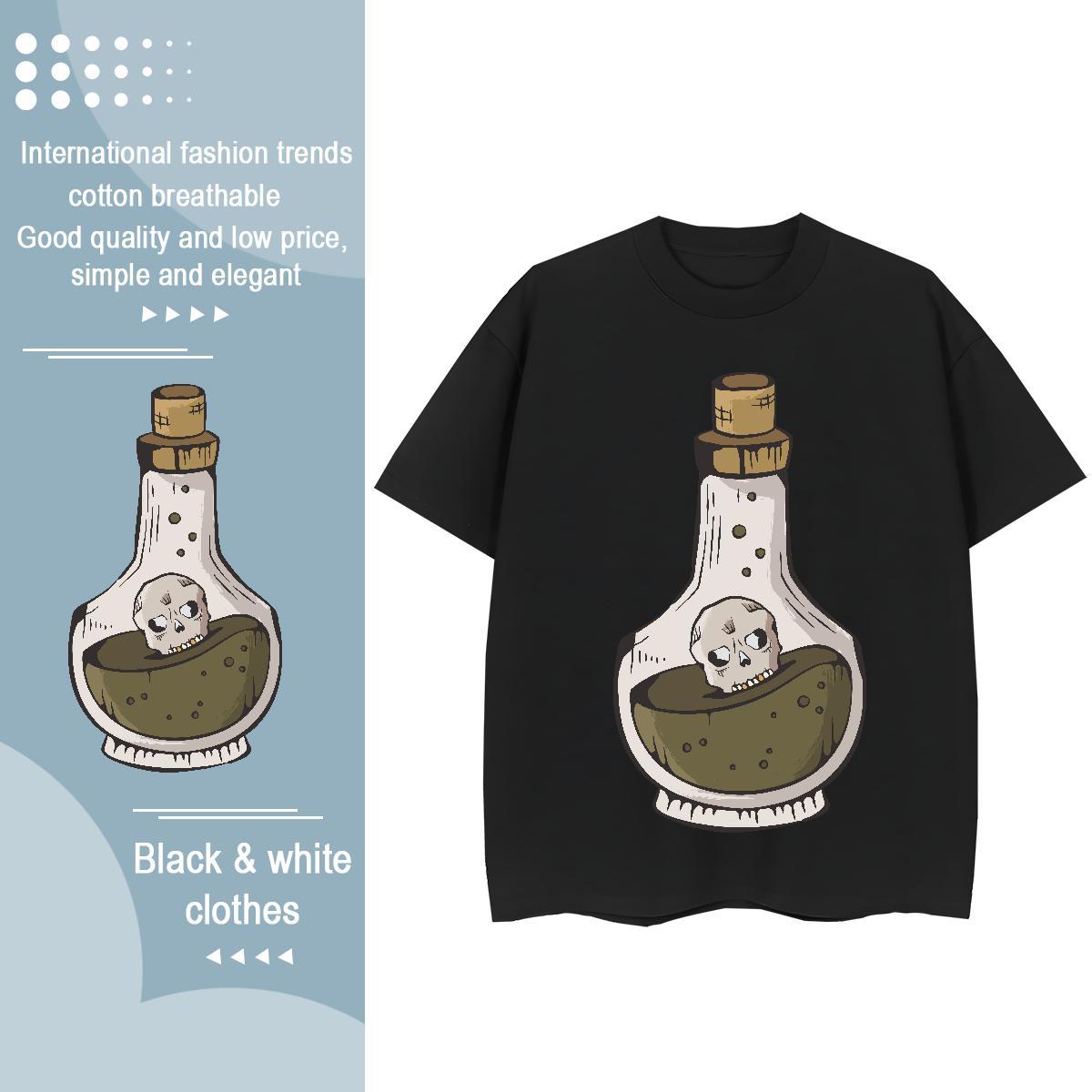 Wholesale Man T Shirts bottle Pure Cotton Street Custom Printed 100% Cotton 230g Tshirt for Man Woman 2024 DIY Tees Shirts