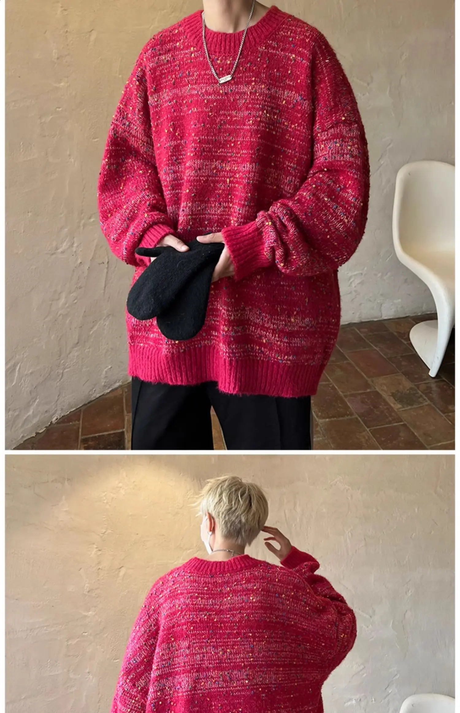 2024 British Style Men Winter Round Neck Warm Sweater Slim Fit Pullover Knitwear Neck Men Knitwear Pullovers Plus Size S61 240812