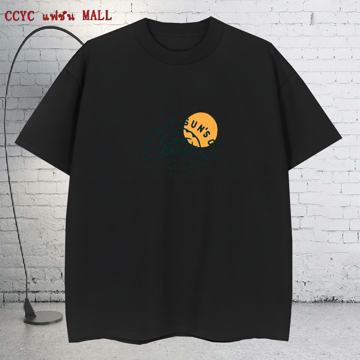 Wholesale Men Tshirts High Street Hip Hop 230g 100% Cotton Asian Size Breathable Short Sleeve sea wave T shirt Custom Clothings