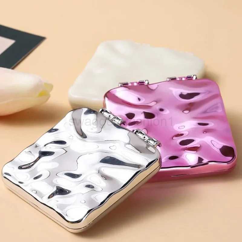Foldable Plating Makeup Mirror Mini Square Makeup Vanity Mirrors Portable Hand Mirrors Double-sided Compact Mirror Pocket MirrorXJ240813