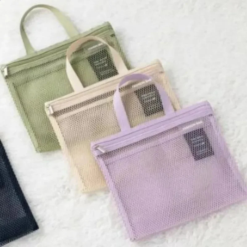 Mesh Makeup Toiletry Storage Bags Handbags Portable Travel Washing Body Shower Tools Organizer Hanging Cosmetic Pouch 240812