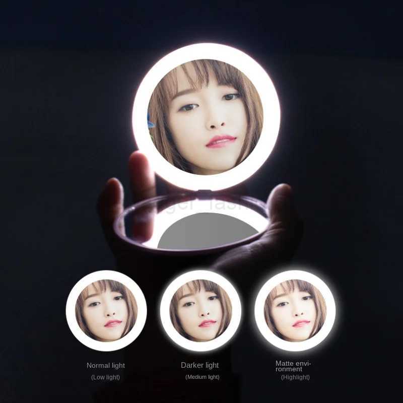 Mini Portable Folding Travel Mirror LED Light Makeup Mirror Compact Mirror 10X Magnification 2-sided Beauty Makeup Round MirrorXJ240813