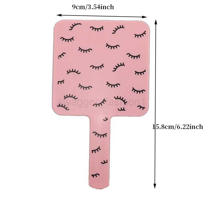 1pc Handheld Makeup Mirror Portable Small Mirror Square Mirrors With Handle Creative Design Handheld Mirror Travel EssentialsXJ240813