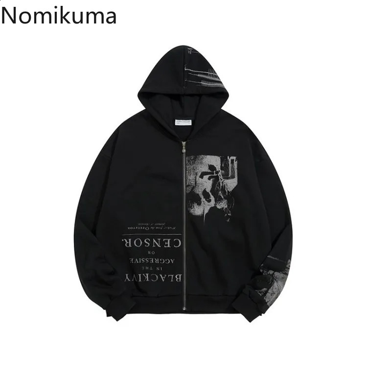 Cotton Punk Zip Up Hoodie Women Harajuku Fashion Hoodies Oversized Jackets Y2k Tops Clothes for Teens Casual Hooded Sweatshirts 240812