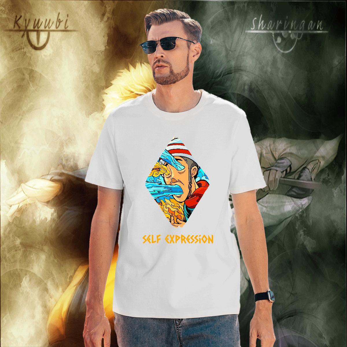 Cool portrait T Shirt For Man Outdoor Tshirts 100% Cotton 230g Classic Casual Breathable Crew Neck DIY Anime Clothes