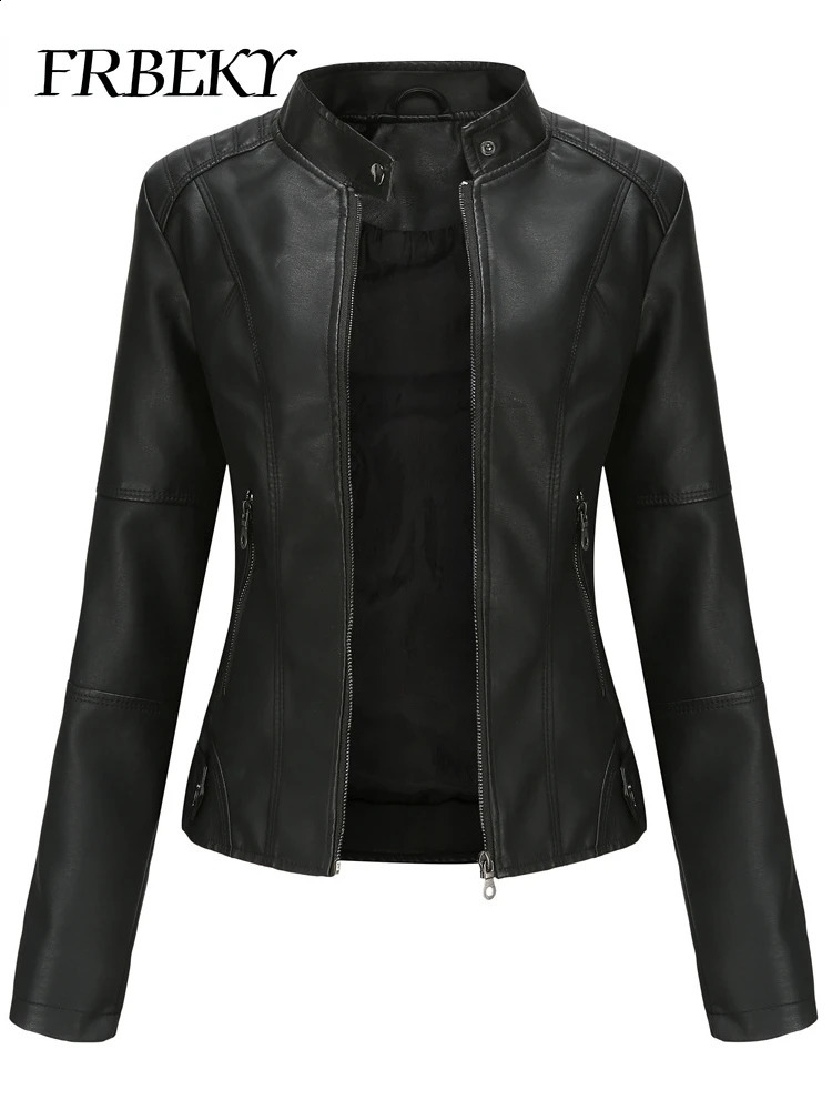 Womens Jacket Autumn/Winter Casual Leather Jacket Fashion Long Sleeve Bicycle Jacket Street Clothing Womens Clothing Chaquetas 240827