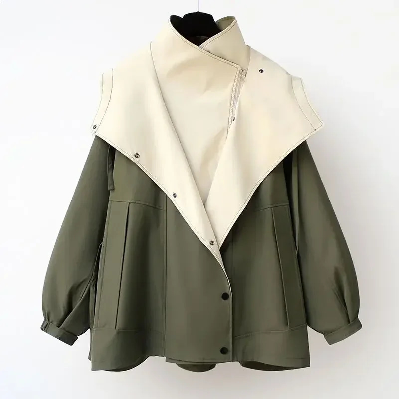 Spring and Autumn Womens Mid-length Trench Coat Hooded Zipper Loose Jacket Korean Version Fashion Little Chap Windbreak Women 240813