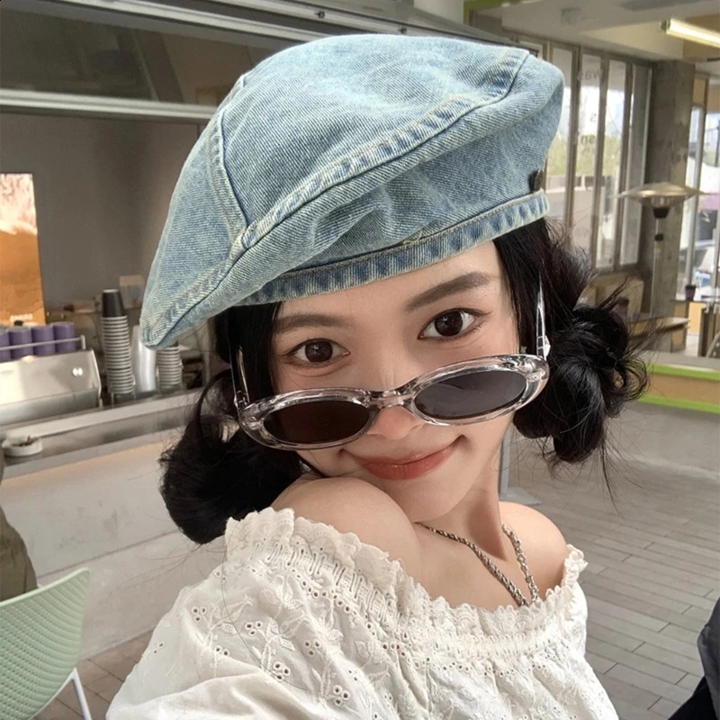Women Hat Denims Octagonal Beanie Hat Spring Summer Headwear 240805