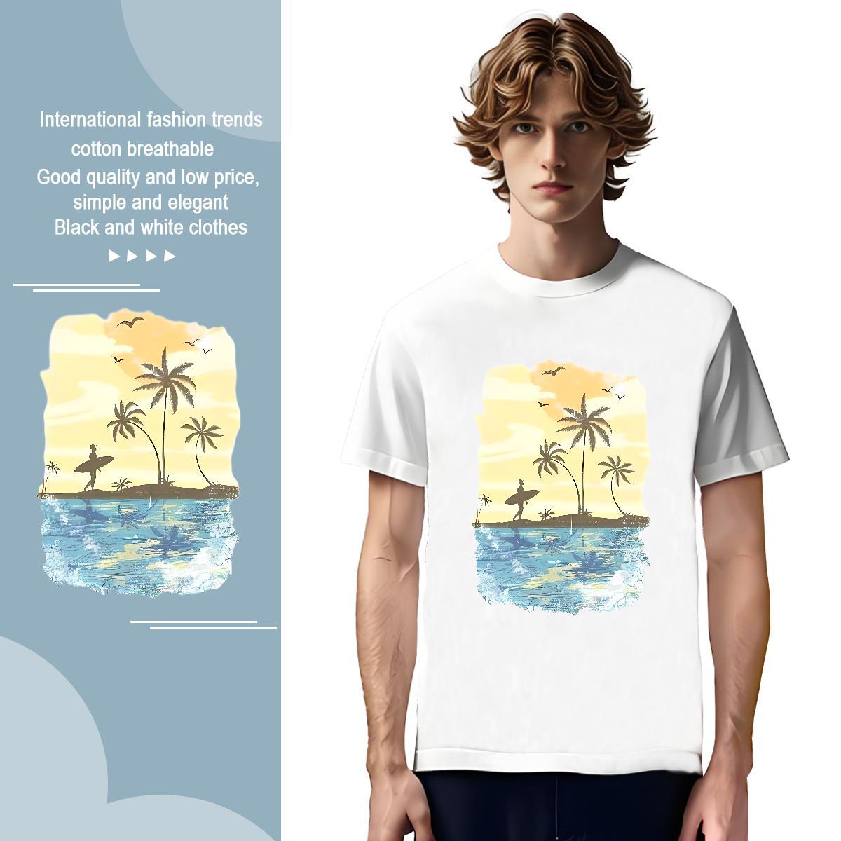 Mens T Shirts 230g Cotton tree Casual Beach Crew Neck Oversized 4XL Tshirt for Man Woman Classic Casual Soft Clothings
