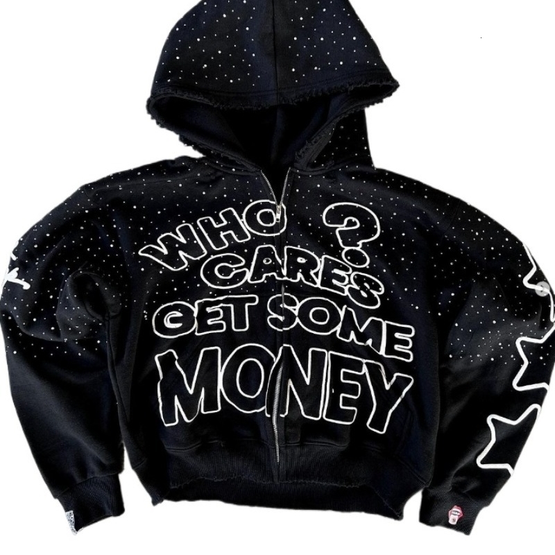 American Street Hip-hop Letter Print Zipper Hoodie Women High Street Retro Street Harajuku Fashion Trendy Loose Casual Y2K Tops 240812
