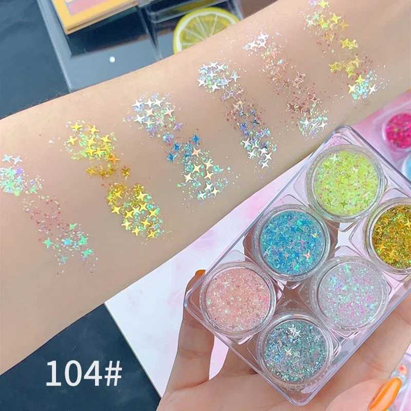 6-color sequin gel eye shadow palette glitter diamond eye shadow makeup hair body face glitter gel art glitter loose sequin cream W240812
