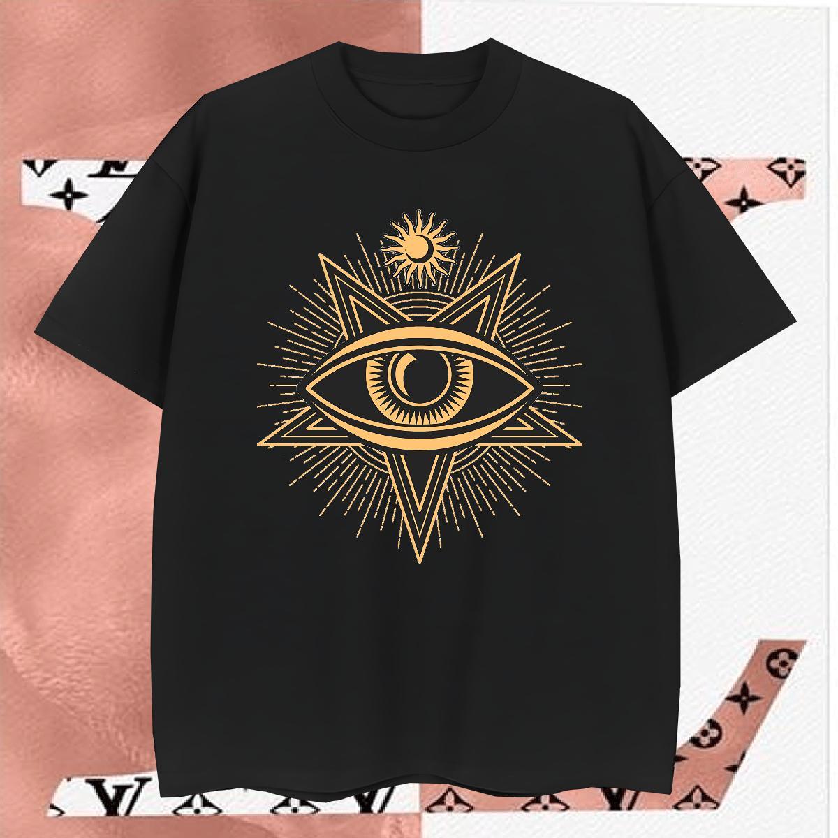 T shirt 230g Pure Cotton eyes Outdoor O-Neck Short Sleeve Cartoon Print Tshirts Stylist Soft Tees