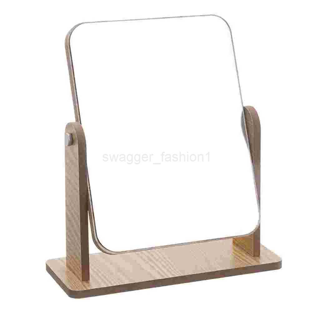 Rotating Vanity Mirror Wooden Tabletop Mirrors Women Makeup Dresser Desktop WomanXJ240813