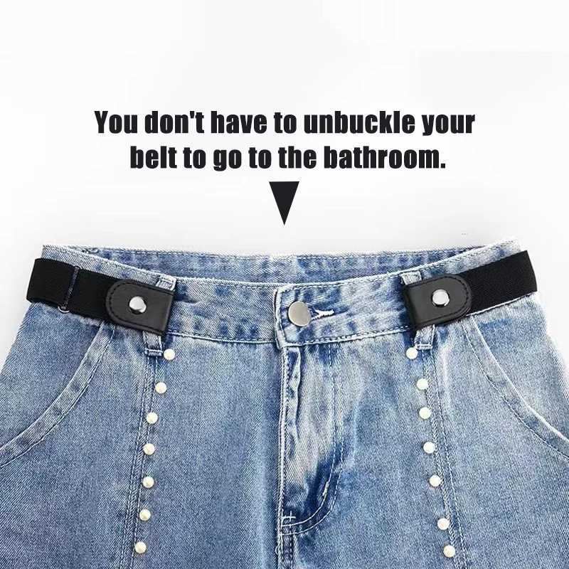 Fashionable buttonless waistband jeans dress buttonless invisible elastic waistband womens wrinkle free waistband W240807