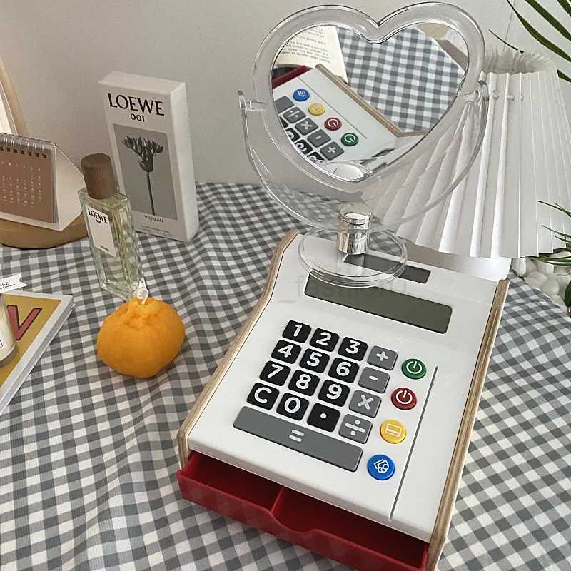 New Acrylic Double Side Makeup Mirror Heart Shaped Cosmetic Mirror Transparent Base Home Bedroom Desktop Make Up MirrorXJ240813