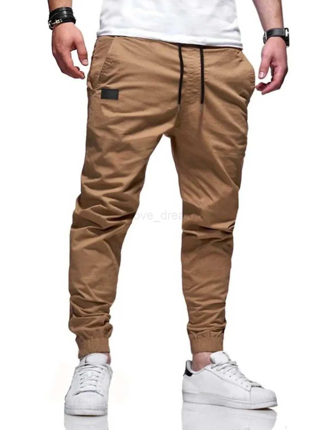 2024 Cross border New Mens Workwear Pants Solid Color Slim Fit Tight Leggings Mens Casual Pants European SizeXJ240813