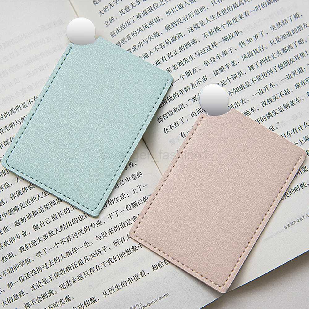 1PC Portable Mini Unbreakable Makeup Mirror Shatter Proof Card Style Pocket Cosmetic Mirror PU Leather Stainless Steel MirrorXJ240813