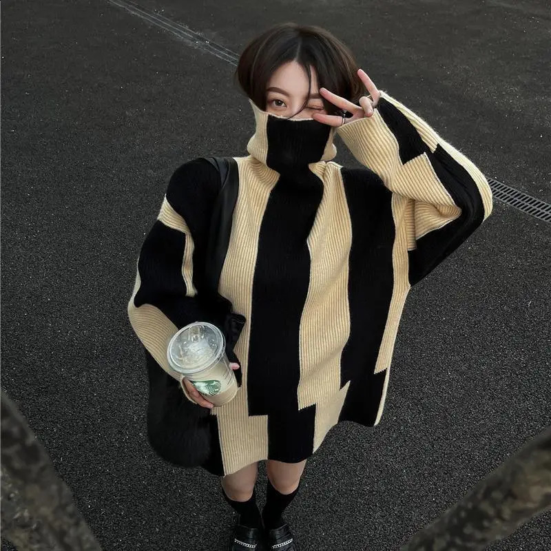 Korobov Spring Women Pullovers Sweaters Korean Chic Elegant Striped Oversize Jumpers Preppy Style Sweet Sueter Mujer 240812