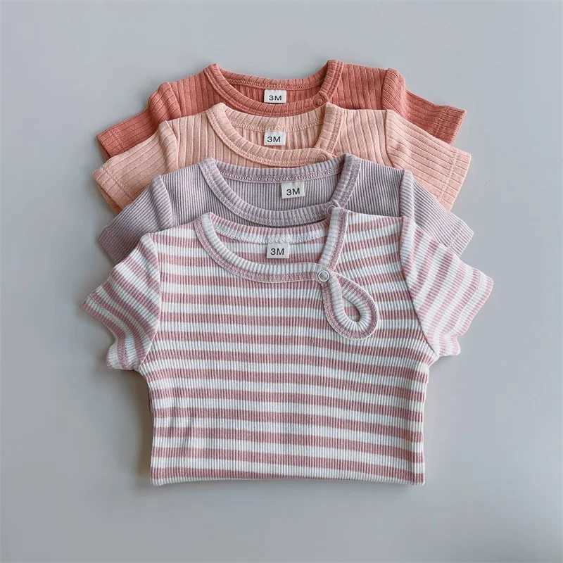 Baby jumpsuit summer solid color baby boy one-piece short sleeved newborn cotton baby clothing W240812